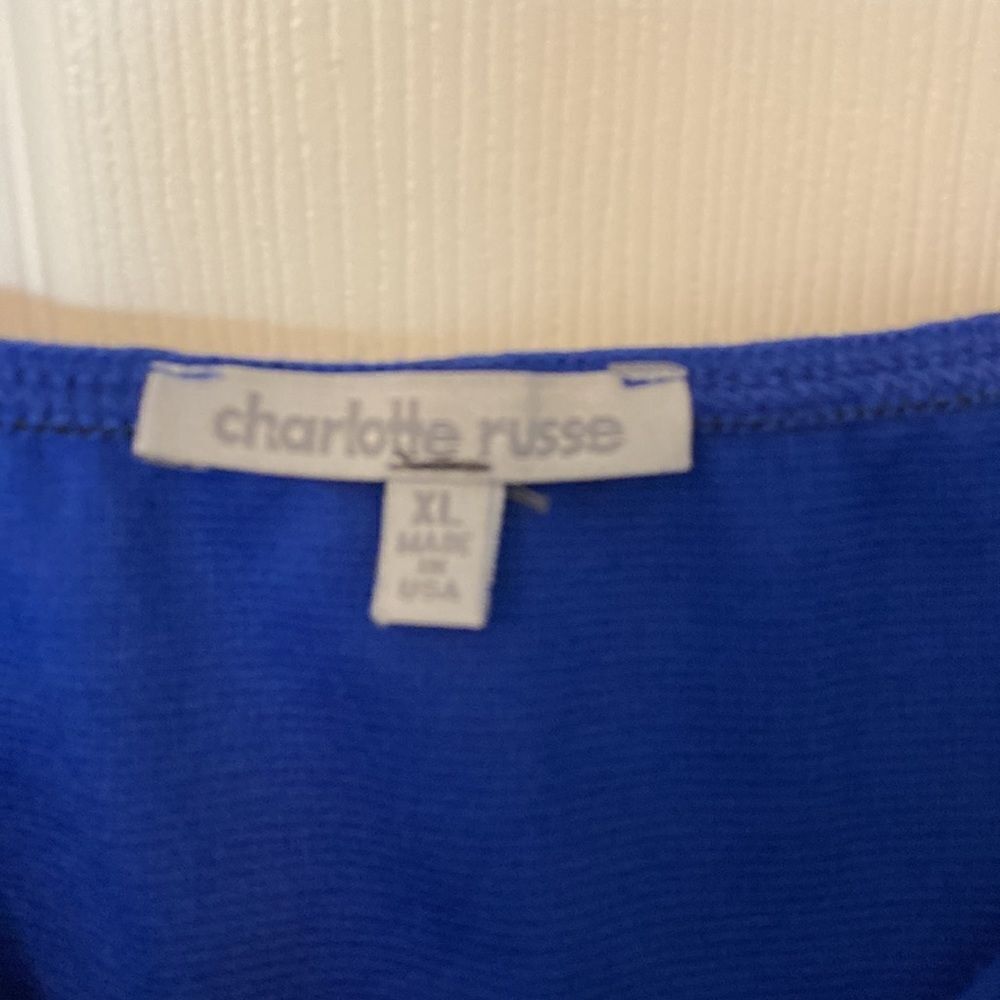Charlotte Russe- Royal blue and hot pink cropped with side cut outs- Size XL - Picture 5 of 6